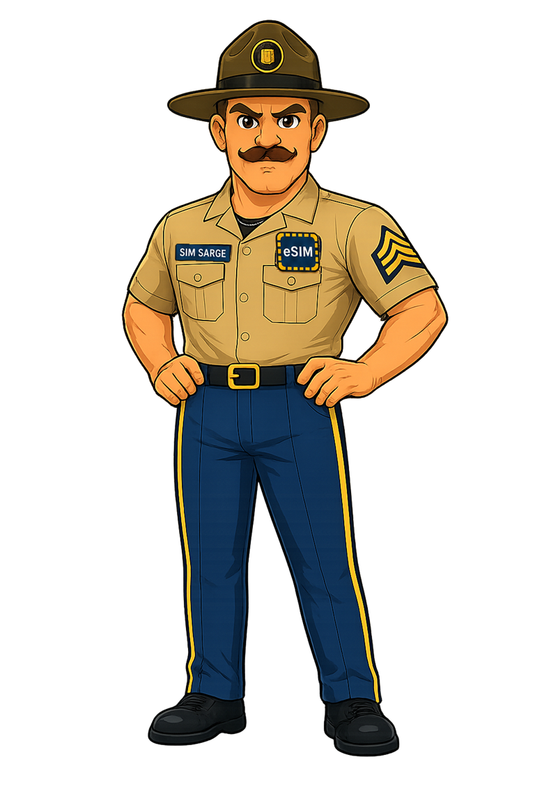 SIM Sarge standing with arms crossed